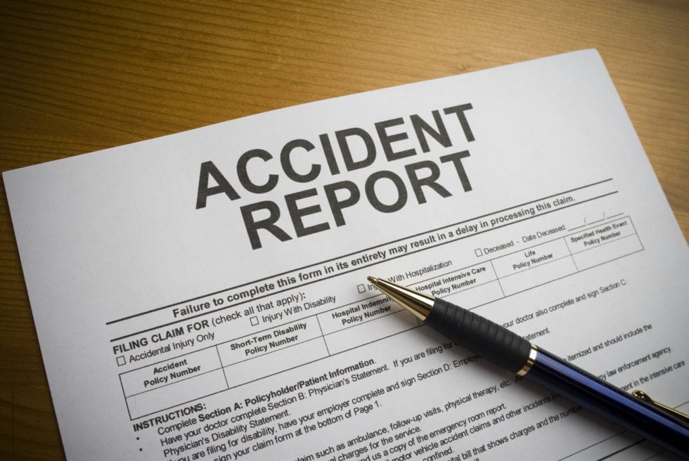 Accident report on a desk