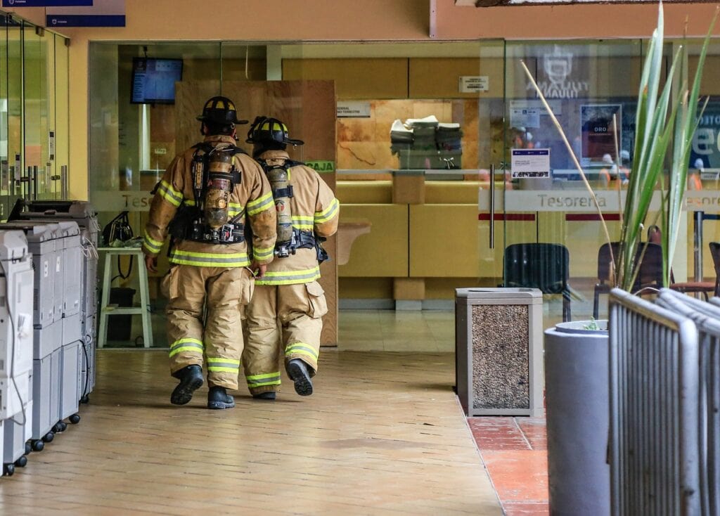 First responders and firefighters entering a facility