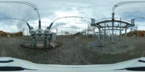 360 photo showing electrical substation site for security system upgrade